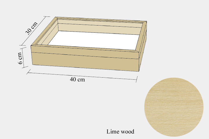 Lime wood drawer - 30 x 40 x 6 cm, with plastazote foam