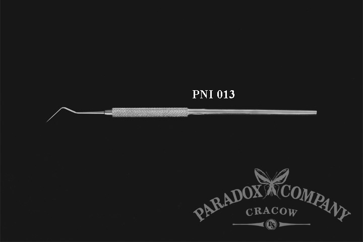 Stainless steel dissecting needle, tip 0,75 mm, angled 45°