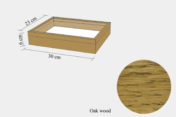 Oak wood drawer - 23 x 30 x 6 cm, with plastazote foam